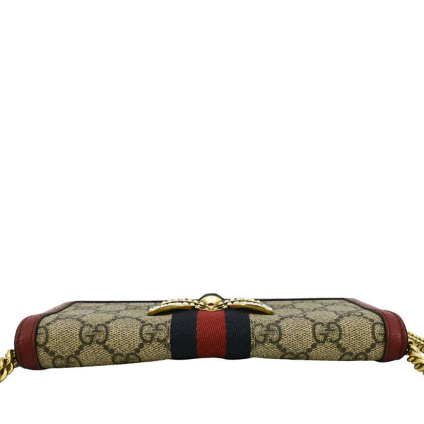 GUCCI Web Queen Margaret Mini GG Supreme Canvas Chain Wallet Beige 476079