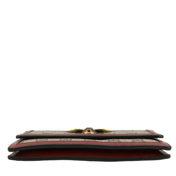 GUCCI Web Queen Margaret Mini GG Supreme Canvas Chain Wallet Beige 476079