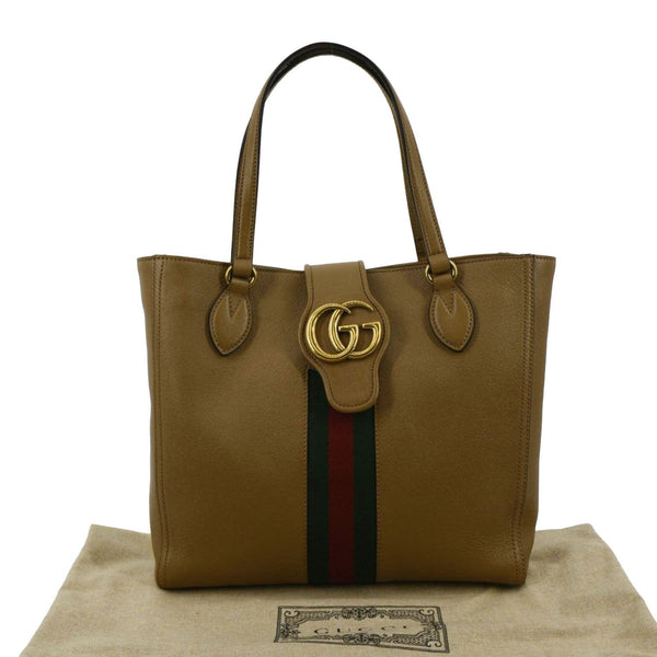 GUCCI Dahlia Leather Tote Bag Tan 652680