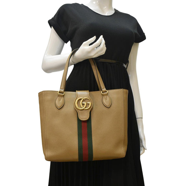 GUCCI Dahlia Leather Tote Bag Tan 652680