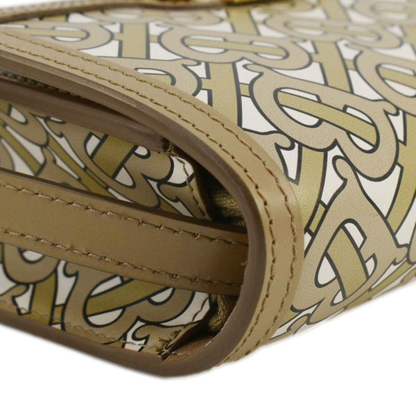 BURBERRY TB Monogram Mini Leather Shoulder Bag Beige
