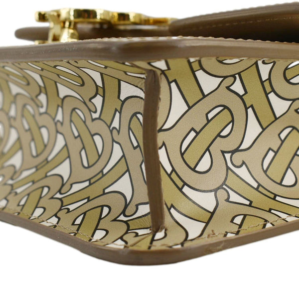 BURBERRY TB Monogram Mini Leather Shoulder Bag Beige