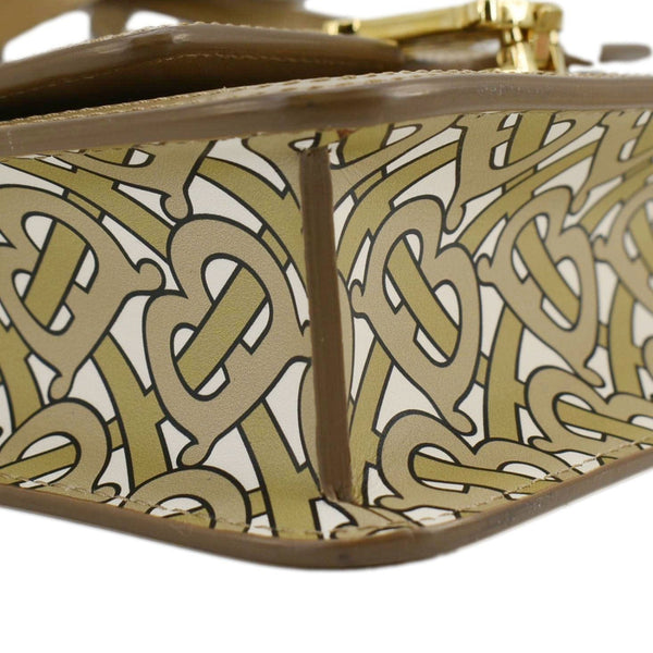 BURBERRY TB Monogram Mini Leather Shoulder Bag Beige