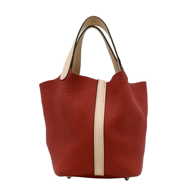 HERMES Picotin Lock 18 Taurillon Clemence Leather Hobo Bag Red