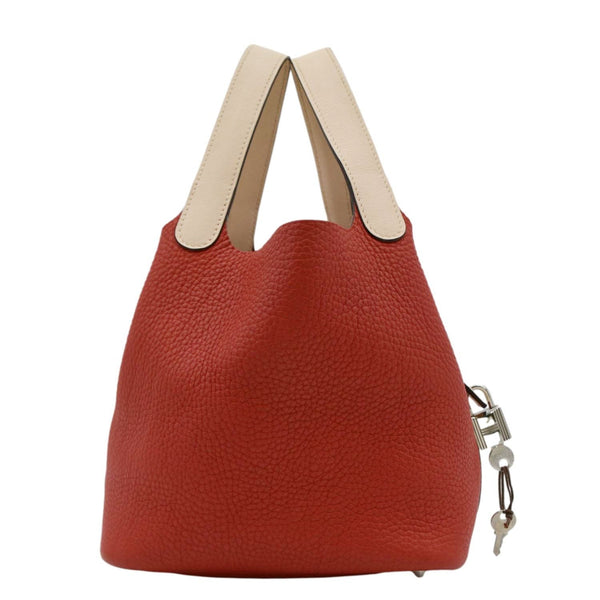 HERMES Picotin Lock 18 Taurillon Clemence Leather Hobo Bag Red