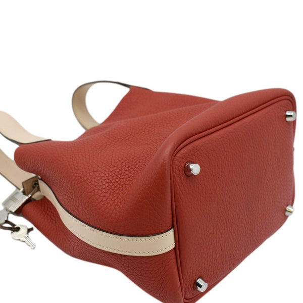 HERMES Picotin Lock 18 Taurillon Clemence Leather Hobo Bag Red