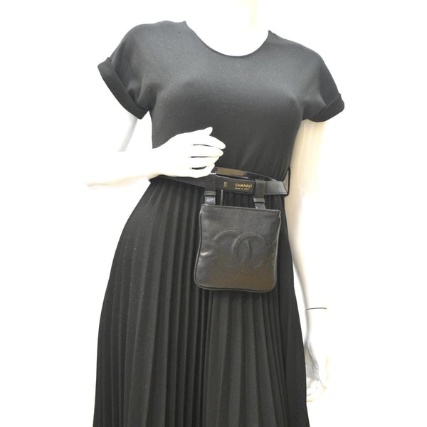 CHANEL Vintage Timeless Caviar Leather Belt Bag Black