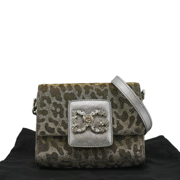 DOLCE & GABBANA Glitter DG Millennials Mini Shoulder Bag Metallic Silver front side