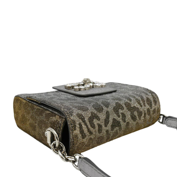 DOLCE & GABBANA Glitter DG Millennials Mini Shoulder Bag Metallic Silver corner look