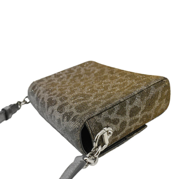 DOLCE & GABBANA Glitter DG Millennials Mini Leopard Print Leather Shoulder Bag Metallic Silver