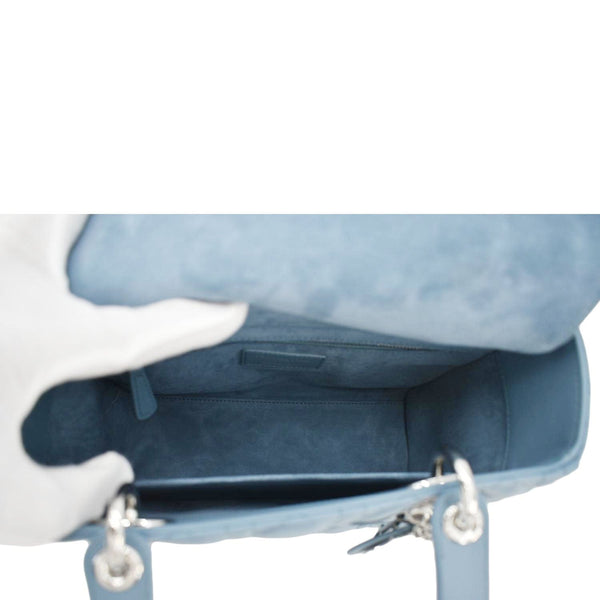 CHRISTIAN DIOR Lady Dior Medium Leather Shoulder Bag Sky Blue
