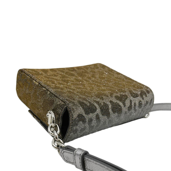 DOLCE & GABBANA Glitter DG Millennials Mini Leopard Print Leather Shoulder Bag Metallic Silver