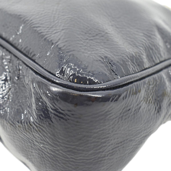 GUCCI; Soho Chain Shoulder bag Navy Blue Leather 308983 with lower right side view