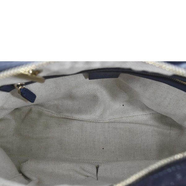 GUCCI; Soho Chain Shoulder bag Navy Blue Leather 308983 with in side view