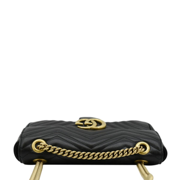 GUCCI GG Marmont Small Matelasse Crossbody Bag Black upper look
