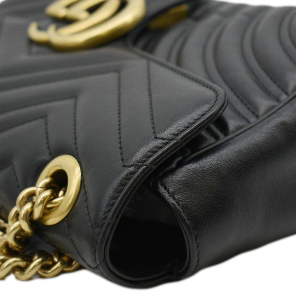 GUCCI GG Marmont Small Matelasse Leather Crossbody Bag Black 443497