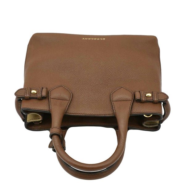 BURBERRY Banner Derby Leather Tote Shoulder Bag Tan