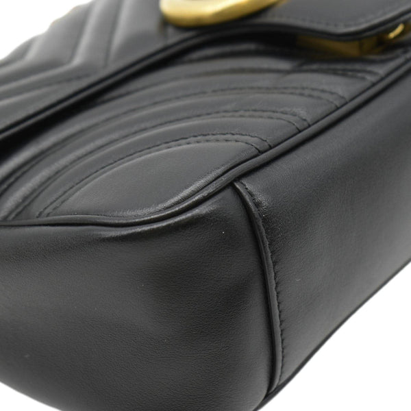 GUCCI GG Marmont Small Matelasse Leather Crossbody Bag Black 443497