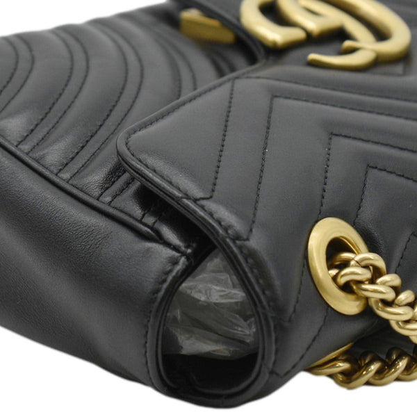 GUCCI GG Marmont Small Matelasse Leather Crossbody Bag Black 443497