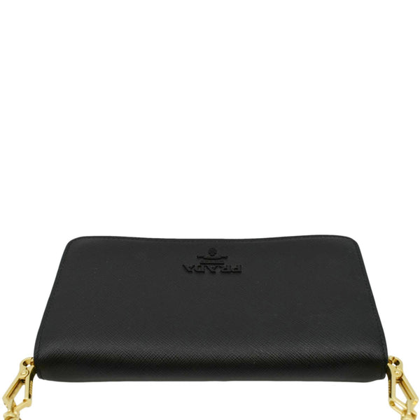 PRADA Saffiano Leather Crossbody Wallet Black
