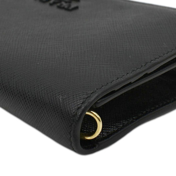 PRADA Saffiano Leather Crossbody Wallet Black