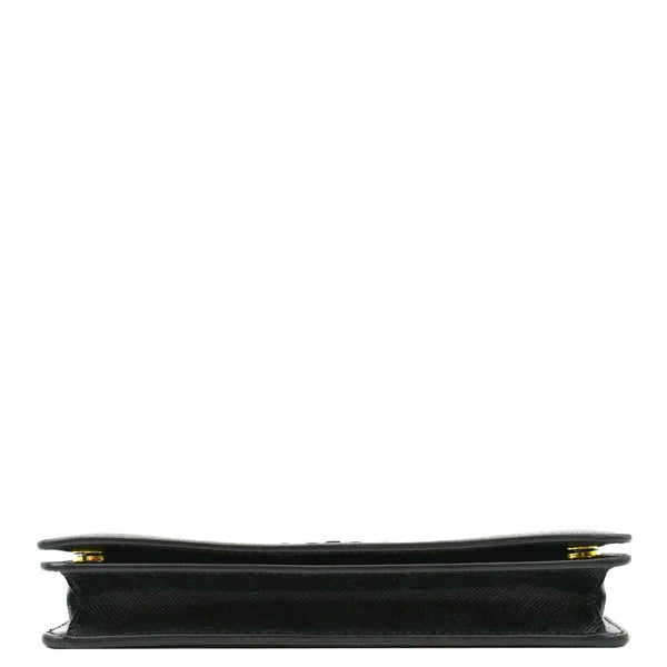 PRADA Saffiano Leather Crossbody Wallet Black