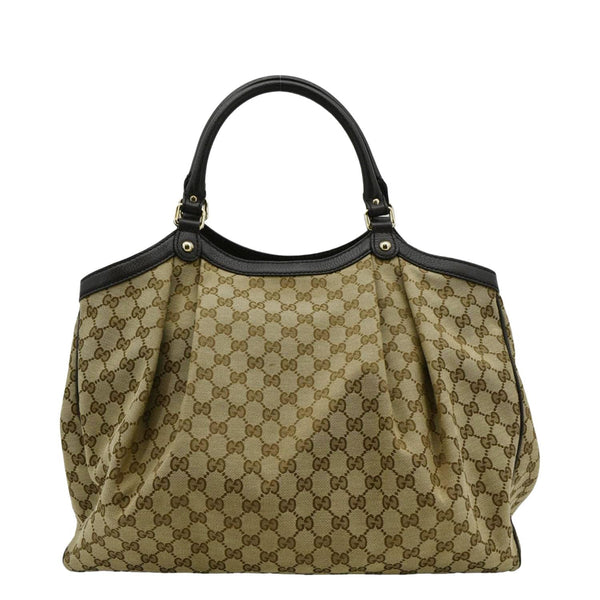 GUCCI Sukey Large GG Monogram Canvas Tote Bag Beige back look