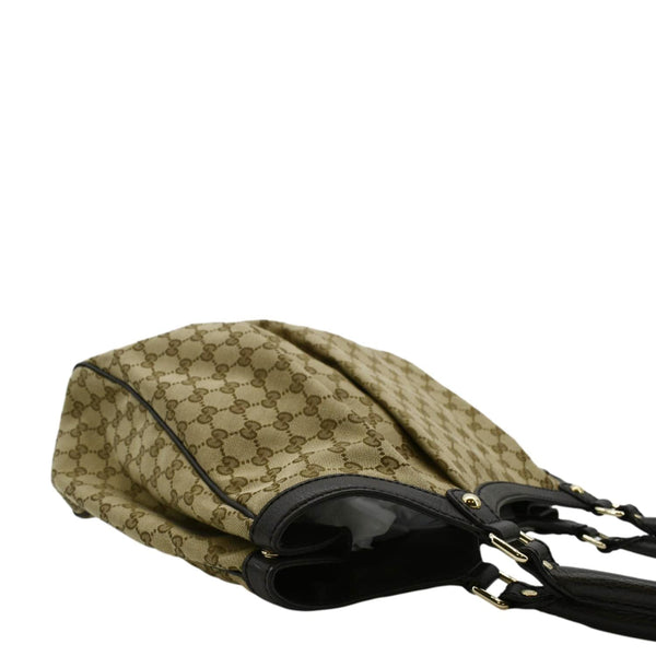 GUCCI Sukey Large GG Monogram Canvas Tote Bag Beige right corner look