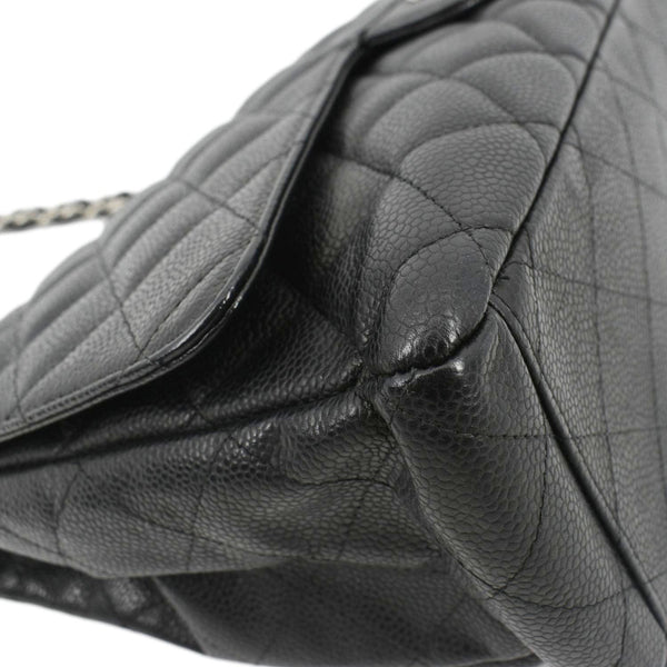 CHANEL Classic Maxi Single Flap Caviar Leather Shoulder Bag Black