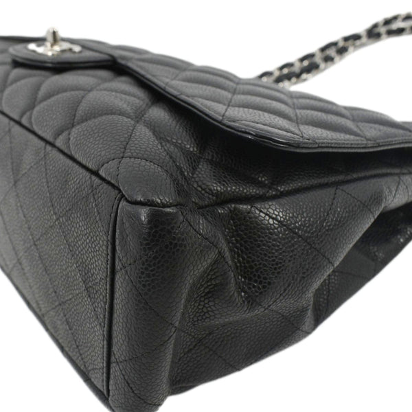 CHANEL Classic Maxi Single Flap Caviar Leather Shoulder Bag Black