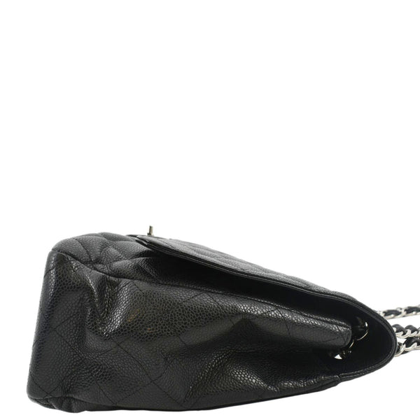 CHANEL Classic Maxi Single Flap Caviar Leather Shoulder Bag Black