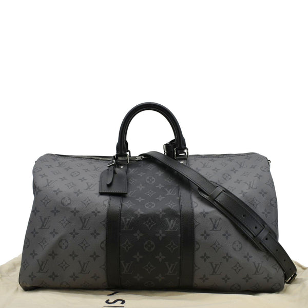LOUIS VUITTON Keepall 50 Bandouliere Travel Bag Black front look