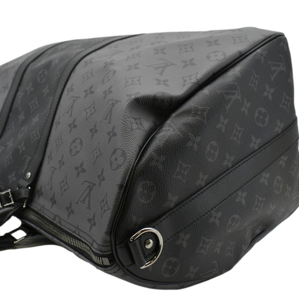 LOUIS VUITTON Keepall 50 Bandouliere Monogram Eclipse Travel Bag Black