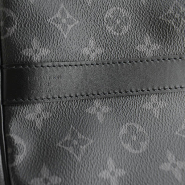 LOUIS VUITTON Keepall 50 Bandouliere Monogram Eclipse Travel Bag Black