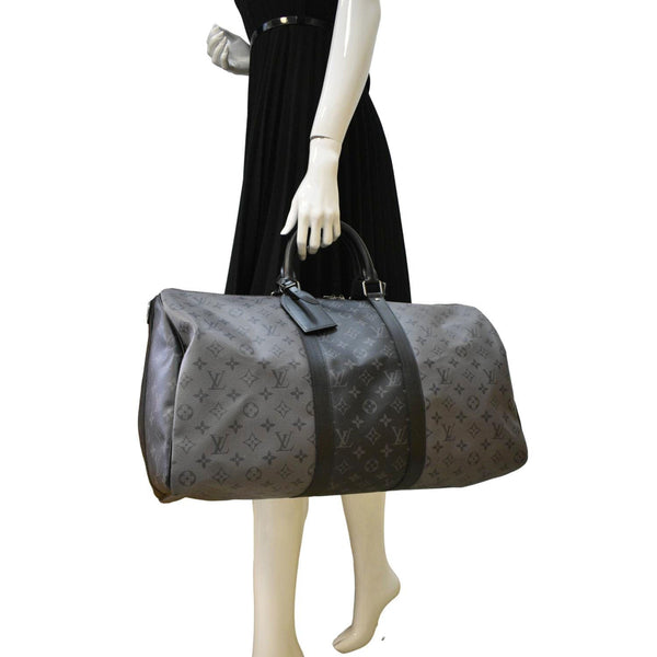 LOUIS VUITTON Keepall 50 Bandouliere Travel Bag Black dummy loook