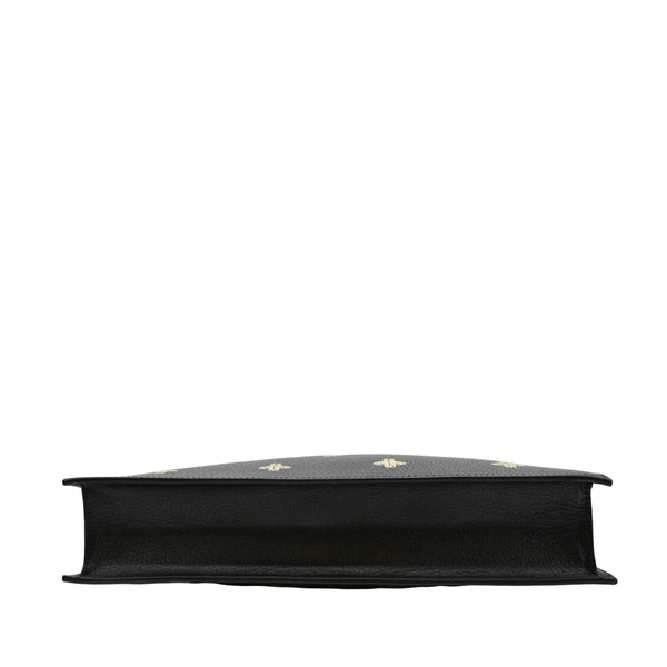 GUCCI Bee Star Grained Calfskin Leather Vertical Tote Black 495444