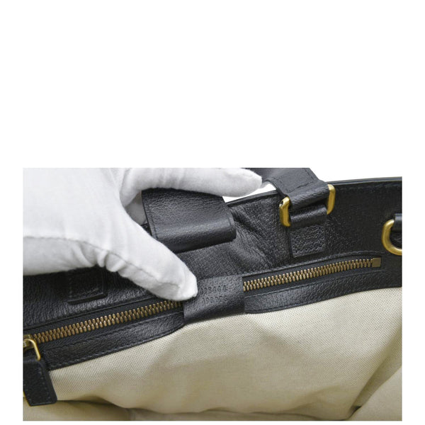 GUCCI Bee Star Grained Calfskin Leather Vertical Tote Black 495444