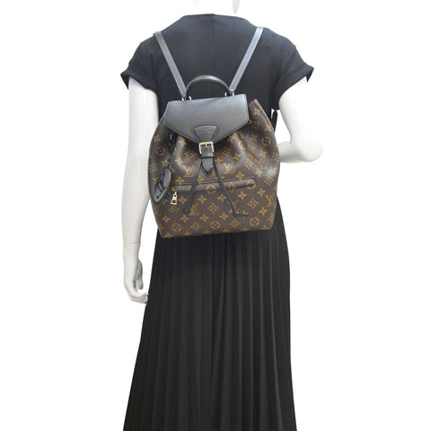 LOUIS VUITTON Montsouris NM Monogram Canvas Leather Backpack Bag Black