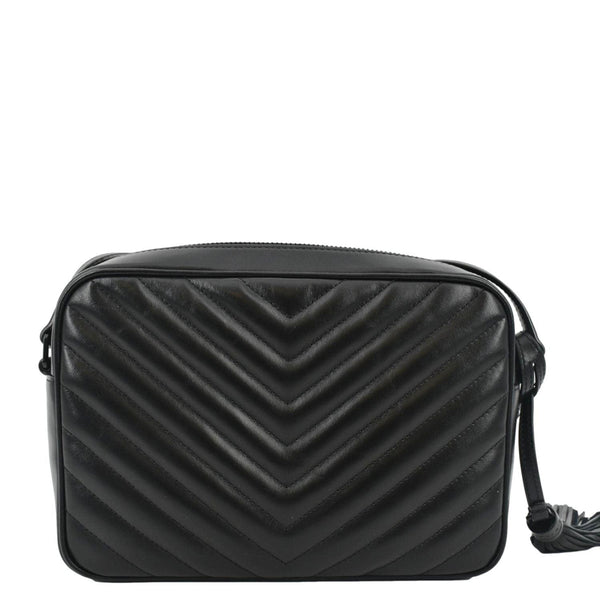 YVES SAINT LAURENT Lou Chevron Leather Camera Crossbody Bag Black