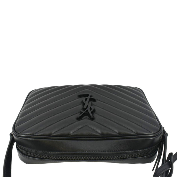 YVES SAINT LAURENT Lou Chevron Leather Camera Crossbody Bag Black