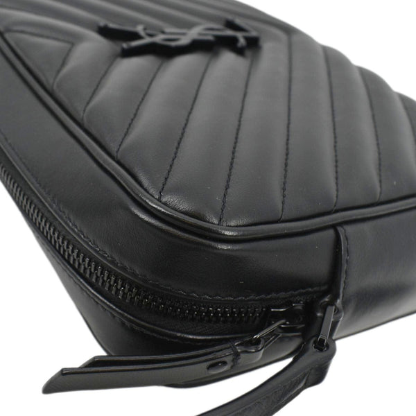 YVES SAINT LAURENT Lou Chevron Leather Camera Crossbody Bag Black