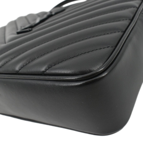 YVES SAINT LAURENT Lou Chevron Leather Camera Crossbody Bag Black