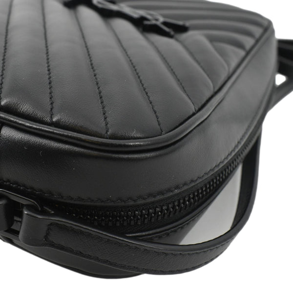 YVES SAINT LAURENT Lou Chevron Leather Camera Crossbody Bag Black