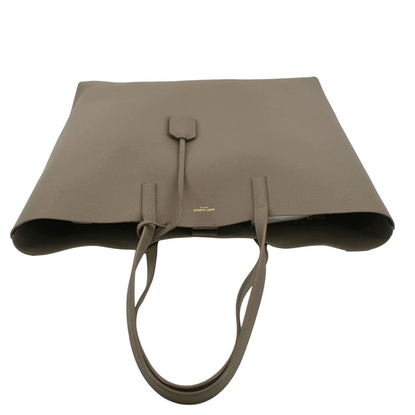 YVES SAINT LAURENT East/West Leather Shopping Tote Bag Beige