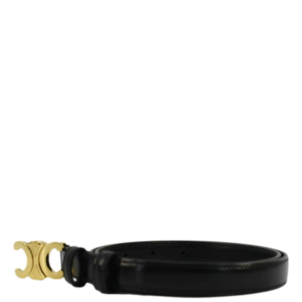 CELINE  Triomphe Leather Belt Black Size 80