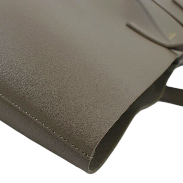 YVES SAINT LAURENT East/West Leather Shopping Tote Bag Beige