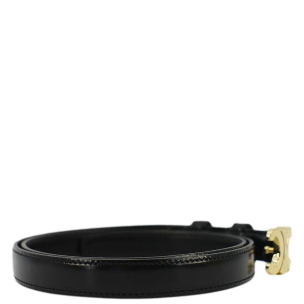 CELINE  Triomphe Leather Belt Black Size 80