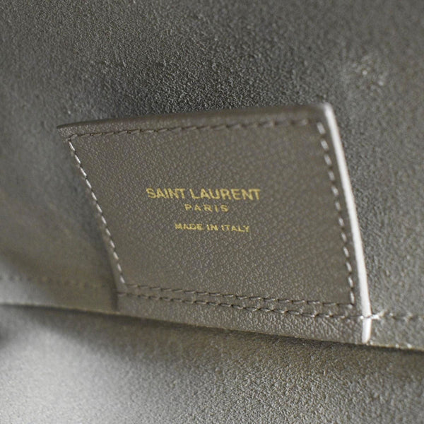 YVES SAINT LAURENT East/West Leather Shopping Tote Bag Beige