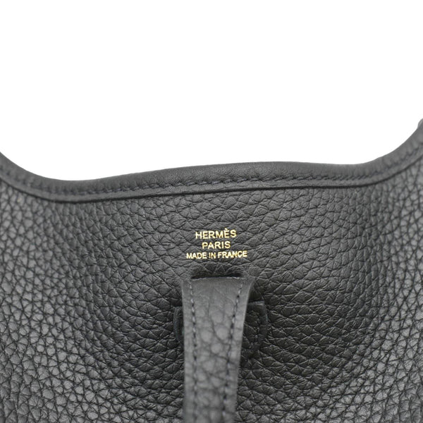 HERMES Evelyne TPM Clemence Leather Crossbody Bag Black