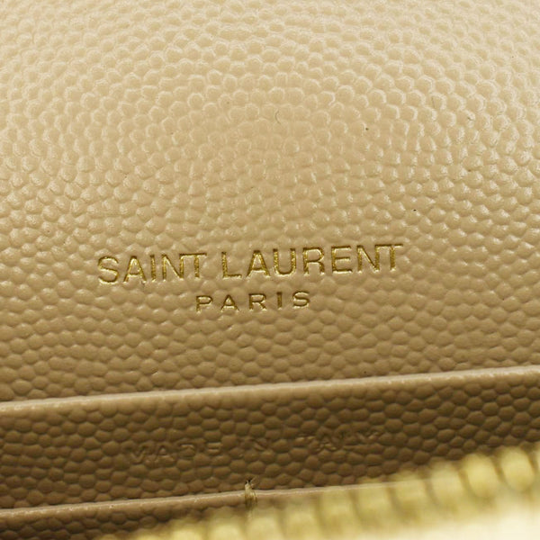 YVES SAINT LAURENT Cassandre Leather Chain Crossbody Bag Beige